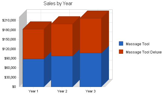 Massage products business plan, strategy and implementation summary chart image