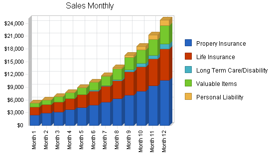 Personal insurance agent business plan, strategy and implementation summary chart image