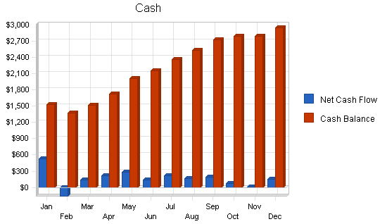 Physical therapy massage business plan, financial plan chart image