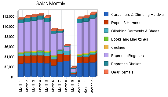 Sports equipment cafe business plan, strategy and implementation summary chart image